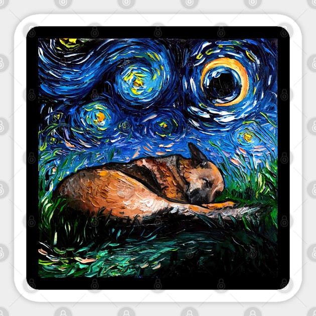 German Shepherd Night 4 Sticker by sagittariusgallery